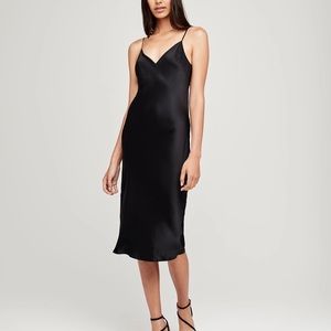 L’agence Jodie Black silk midi slip dress